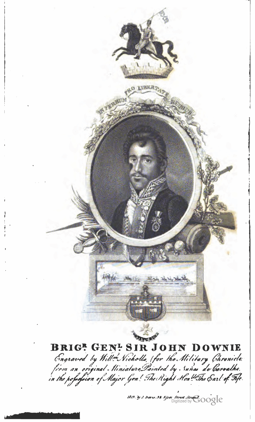 Portrait of Sir John Downie for the Military Chronicle, 1813