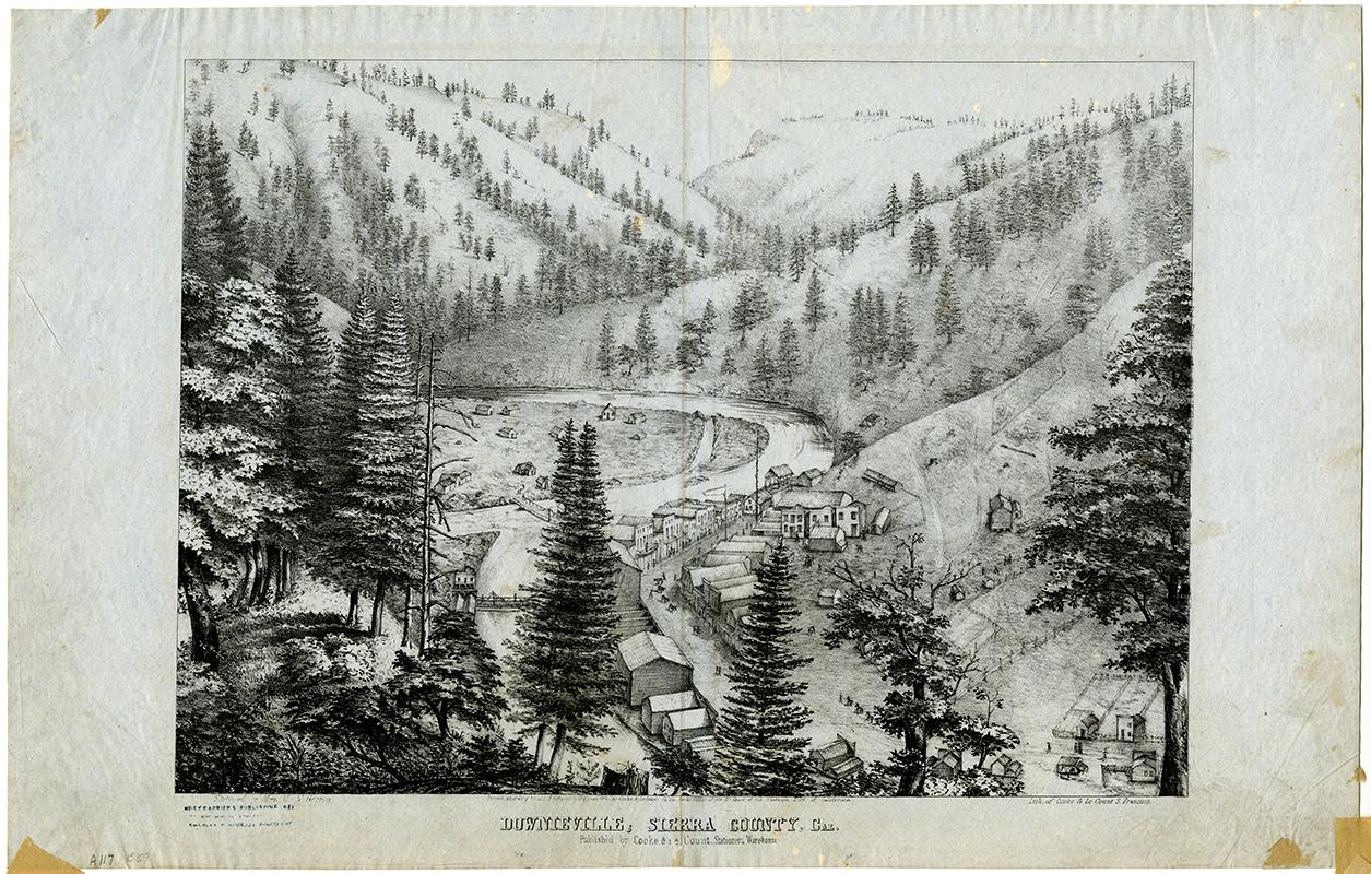 Downieville, Sierra County, Cal., California Lettersheet Collection, Kemble Spec Col 09, courtesy, California Historical Society, Kemble Spec Col 09_B059.